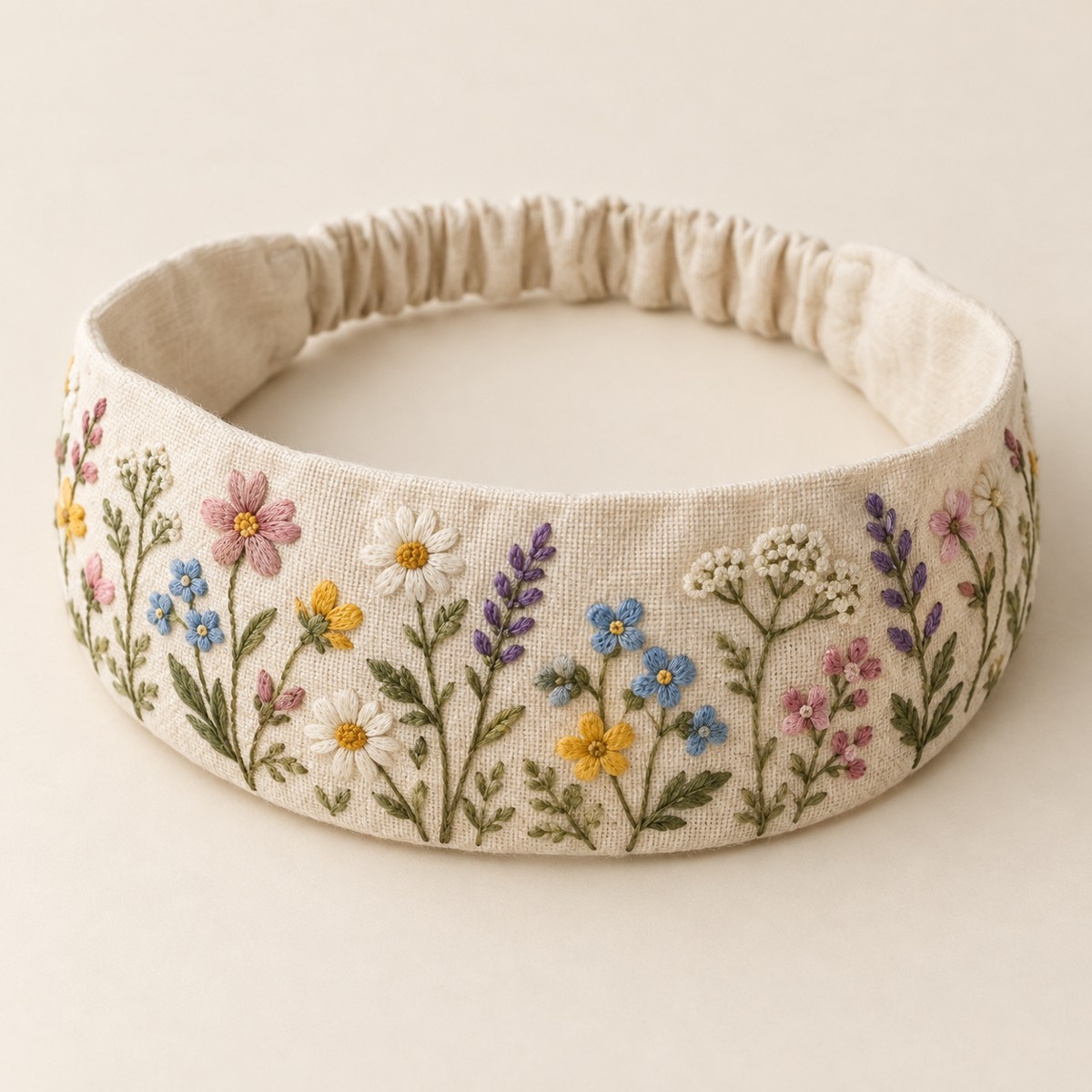Cream Garden Bouquet, embroidered cloth headband