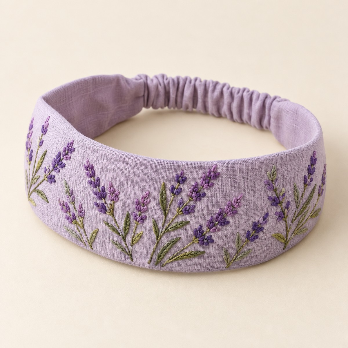 Lilac Lavender Lane, embroidered cloth headband